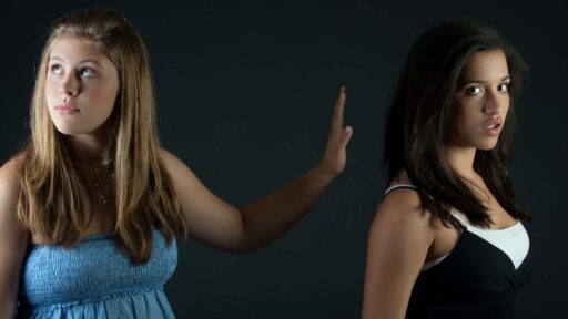 Two young women arguing