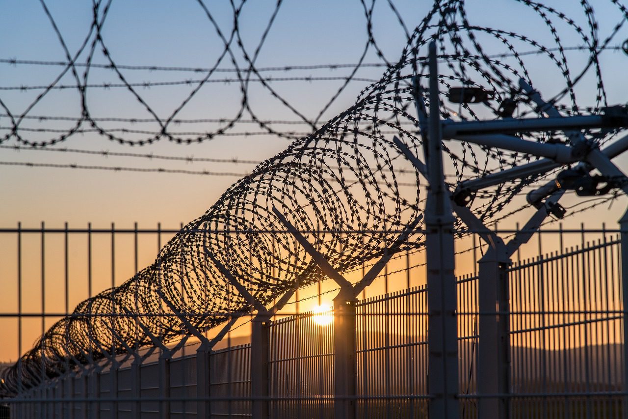 Barbwire surrounding ICE detention center in California