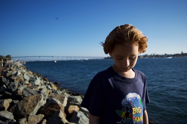 Young child in San Diego by the water