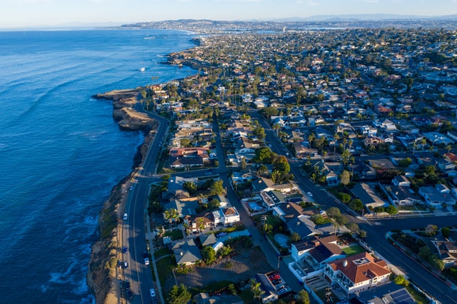 Aerial view of neighborhoods in San Diego for deferred home sale legal help service page serving San Diego
