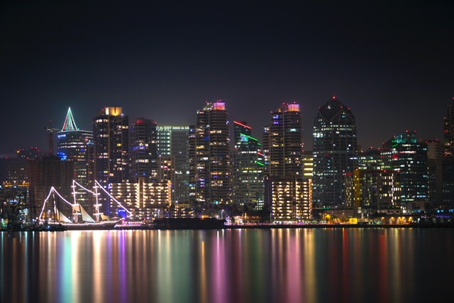 Photo of downtown San Diego by night 